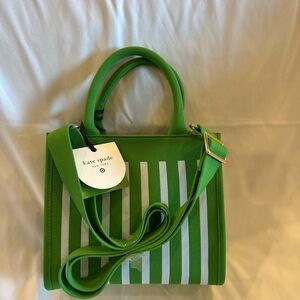 Kate Spade Vibrant Green Striped Satchel